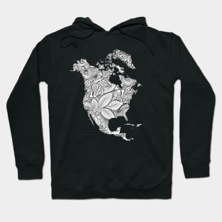 Mandala art map of North America with text in white Hoodie